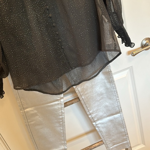 Zara Sheer Grey Sparkle Blouse Small NWT - Picture 12 of 13